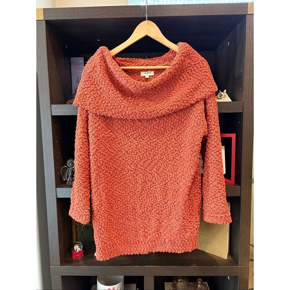 Umgee Manhattan Mornings Cowl Neck Sweater In Pumpkin Orange Size Small - Picture 4 of 6